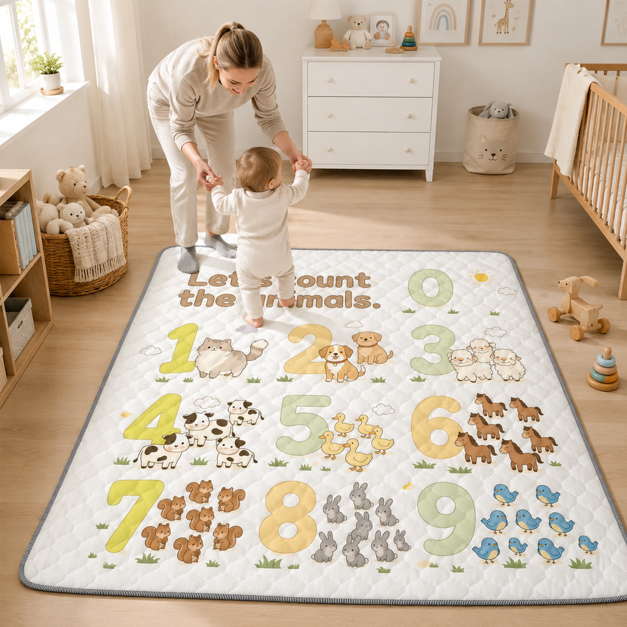 BEAUTYPEAK Large Baby Play Mat, 71"x79" Crawling Mat for Floor, Non-Slip Foldable Mat for Toddlers and Babies