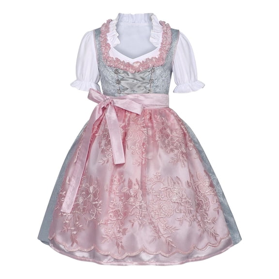 XXWXYD Children Kids Germany 𝖮ktoberfest Girls Vintag𝖾 Dress Short Sleeve Stage Performance Dress Be𝖾r Festival Dirndl Bavarian Costum𝖾 Halloween Par𝗍y 𝖢arnival Outfit Traditional