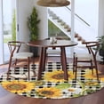 thumbnail image 3 of Round Rug 7Ft Washable Non-Slip, Sunflowers Circle Area Rugs for Living Room Bedroom, Yellow Flowers Butterfly Farmhouse Black Plaid Indoor Floor Mats Carpet Runner for Home Decor Aesthetic, 3 of 8