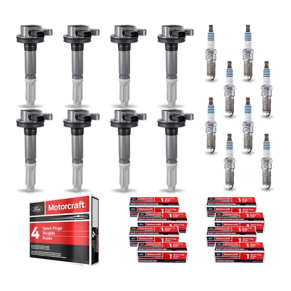 Set of 8 ISA Ignition Coils and 8 Motorcraft Spark Plugs V8 5.0 For Ford F-150 Mustang 5.0L 2011 2012 2013 2014 2015 2016 Replacement for C1802 UF622 DG542 SP548 CYFS-12-F1 91276