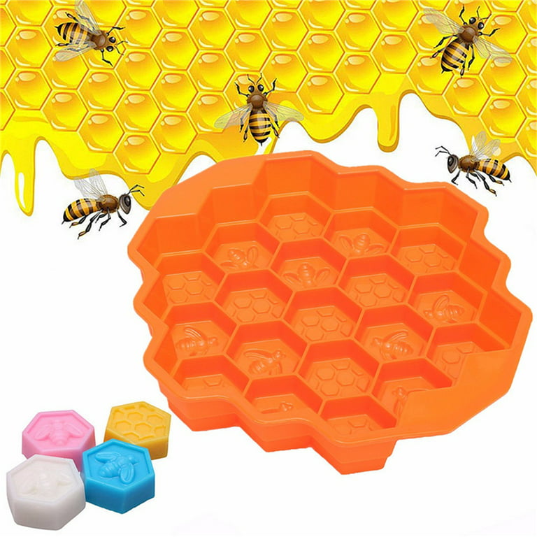 eoocvt Bee Honeycomb Cake Mold Mould Soap Mold Silicone Flexible Chocolate  Mold (Orange)