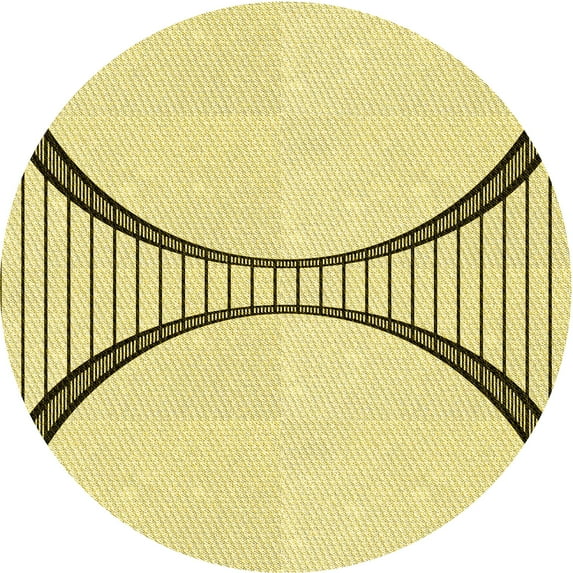 Ahgly Company Indoor Round Patterned Sun Yellow Area Rugs, 4' Round