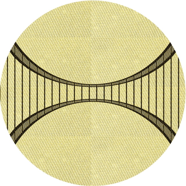 Ahgly Company Tapis Rond Lavable en Machine Intérieur Transitionnel Jaune Soleil, 7 Pieds Rond