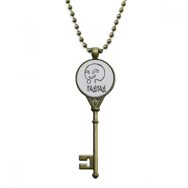 Strange Sle Black Cute Chat Face Key Necklace Pendant Tray Embellished Chain