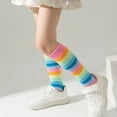 thumbnail image 4 of SYMOID Girls' Pink Cotton Rainbow Knee High Socks for 3-10 Years - Soft Breathable, Fray-Resistant, Free Size - Ideal for Daily Wear/Parties/Costumes,Size Free Size, 4 of 8