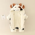 thumbnail image 3 of lnmuld Kids One-piece Solid Color Baby Boys Hooded Romper Jumpsuit Winter Warm Snowsuit Cozy Outerwear Cow Print Design Size:12-18 Months, 3 of 6