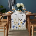 thumbnail image 2 of Butterflies Flower Table Runner - 60 Inch Long, Kitchen Dining Table Runner Dresser Scarves, Country Wood Grain Leaves Farmhouse Farmhouse Decor for Coffee Tables Wedding Party Banquet, 2 of 8