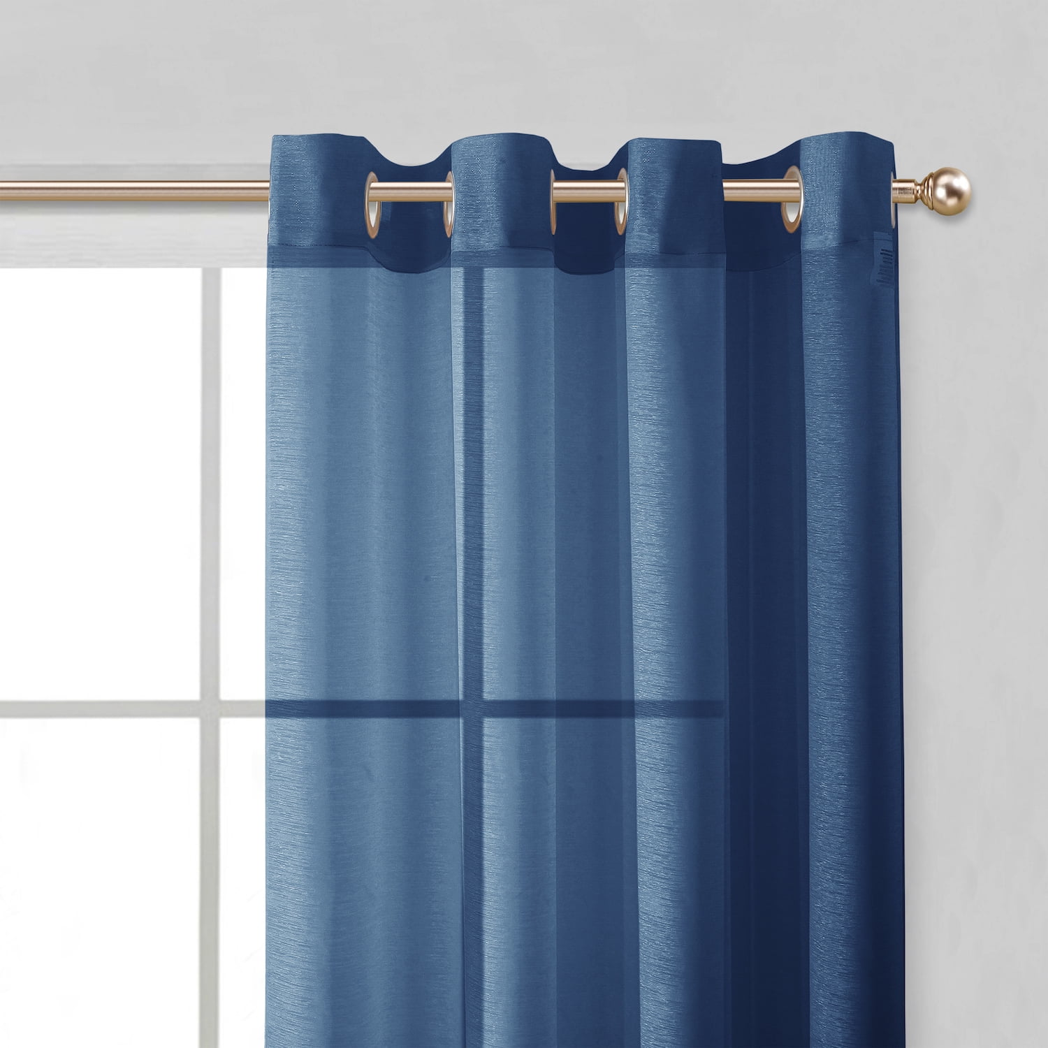 Dainty Home Malibu Textured Semi-Sheer Linen Look Grommet Top Curtain Set Of 4, 54" x 84" each (Covers Two Windows)