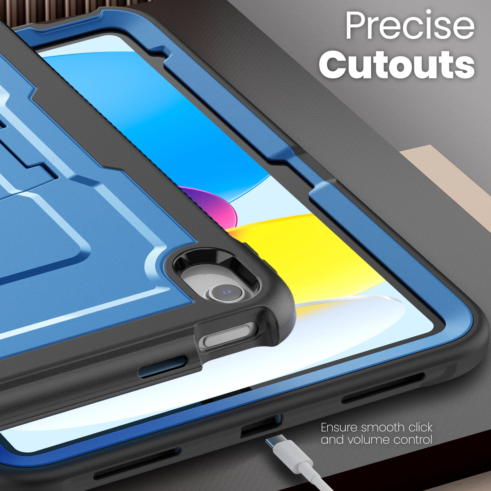 Allytechgroup Case for Apple iPad (A16) 11th Generation 11 inch 2025 with Pencil Holder/Kickstand Hard PC + Soft TPE Bumper Rugged Slim Stand Shockproof Shell Heavy Duty Protection Cover, Navyblue