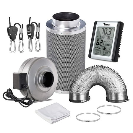 

iPower 16RH 6 442 CFM Inline Fan Carbon Filter 16 Feet Ducting Combo with Humidity Monitor Grow Tent Ventilation Grey