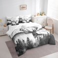 thumbnail image 2 of Castle Fairy Animal Deer Full Size Bedding Sets 7 Pieces,Jungle Moutain Wildlife Full Size Bed in a Bag,Gray Off White,Reversible, 2 of 7