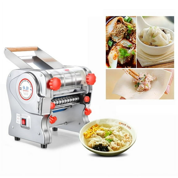 110V 750W Electric Commercial Pasta Maker Machine with Stainless Steel Noodle Dough Roller for Pasta Dumpling Spaghetti Multi-function Automatic Roller Pressing Machine（noodles blade 2.5mm）