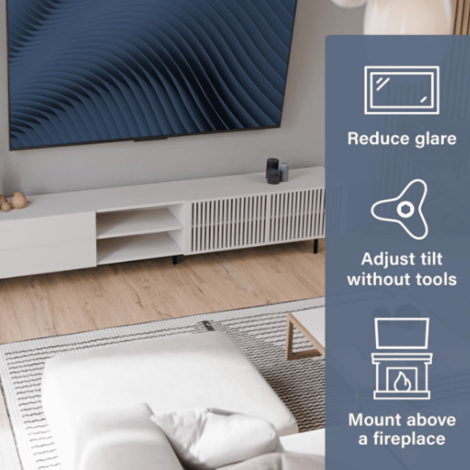 Universal Low Profile Tilt TV Wall Mount for 37" - 80" LED, LCD & Plasma TVs, Eliminates Glare with 10º of Tilt & Post-Install Adjustments - 3 Step Install