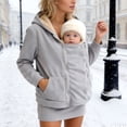 thumbnail image 6 of NIEWTR Women Fleece Zip up Hoodie 2 in 1 Baby Wearing Jacket Maternity Winter Coat Thicken Kangaroo Sweatshirt Baby Wearing Outerwear, 6 of 9