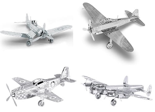 SET of 2 Metal Earth Mitsubishi Zero & F4U Corsair WWII Airplanes 3D Model Kits 