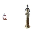 thumbnail image 1 of Estatua de resina de una mujer pensativa sentada. Figura decorativa de estilo tribal femenino. Pieza de colección elaborada en poliresina resistente., 1 of 8