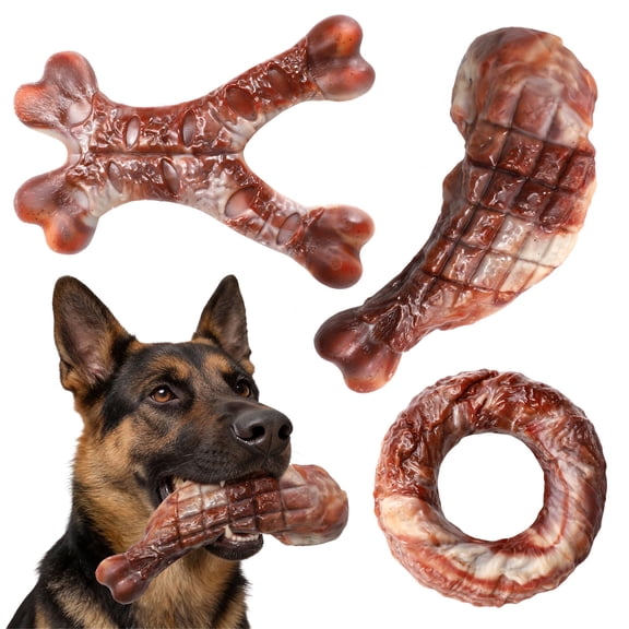 Dog Toys for Aggressive Chewers,Indestructible for All Breeds,3 Pack Tough Nylon Chew Toys to Keep Dogs Busy
