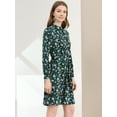 thumbnail image 4 of INSPIRE CHIC Robe à Manches Longues pour Femme, Florale, Évasée, à Nouer à la Taille, Col Smock, 4 of 6