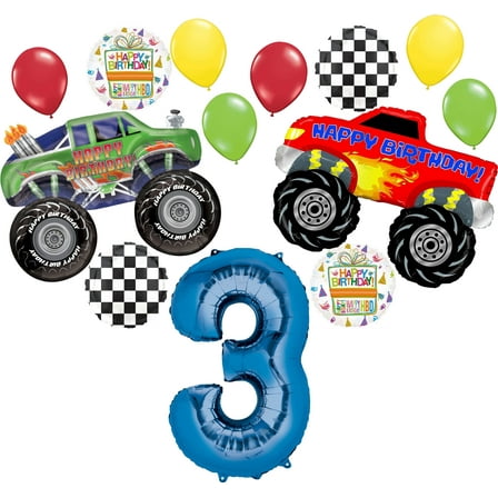 Monster Truck Party Supplies 3rd Birthday Balloon Bouquet Decorations