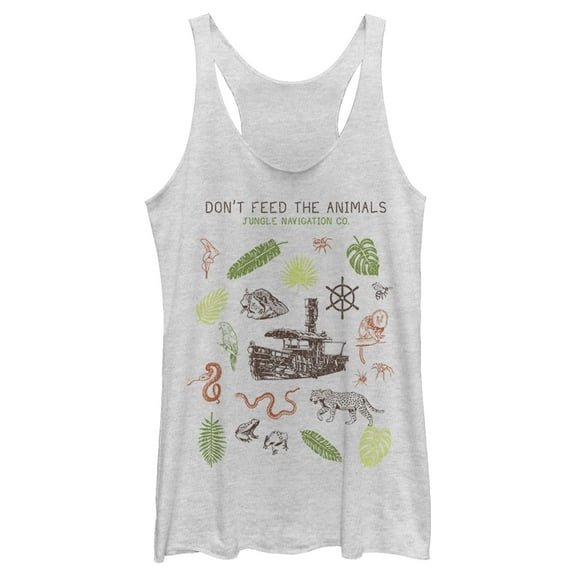 Women's Jungle Cruise Don't Feed The Animals Racerback Tank Top White Heather Small