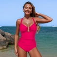 thumbnail image 7 of Vhkiploz Summer Swimsuits for Women Metal U-Wires Ruched 1 Piece Tankini Bathing Suits Solid Color Push Up Bulit-in Bra Bikini Swimsuit, 7 of 7