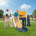 thumbnail image 4 of TLSUNNY 8-in-1 Kids Slide, Climber Playset with Telescope, Basketball Hoop & Safety Tunnel, Indoor Outdoor, 4 of 9