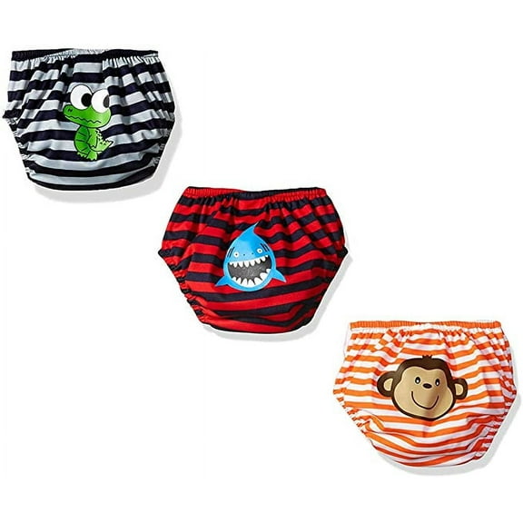 KIKO & MAX Baby Boys' Infant Three-Pack Absorbant Reusable Swim Diaper (Small)