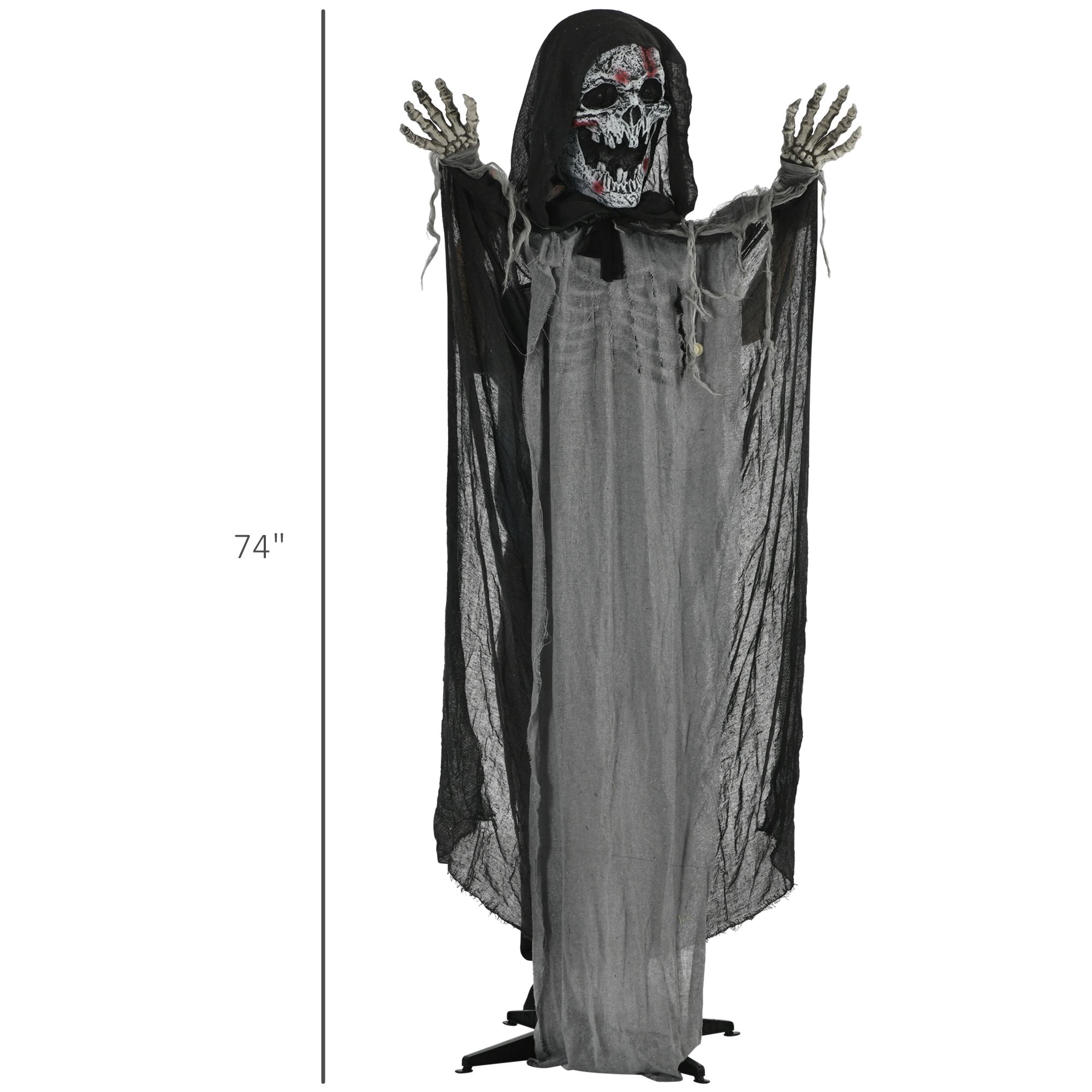 74 Inch Animated Skeleton Witch Halloween Decoration with Sound and Motion