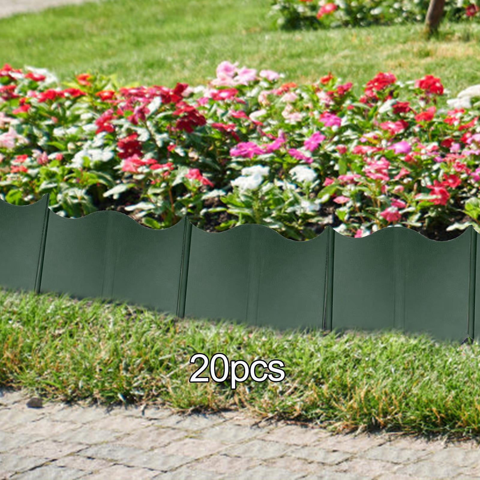 simhoa 20Pcs Garden Edging Border Garden Bed Edging DIY Landscaping Border Garden Fence Border for Flower Bed Garden Outdoor Walkway Green