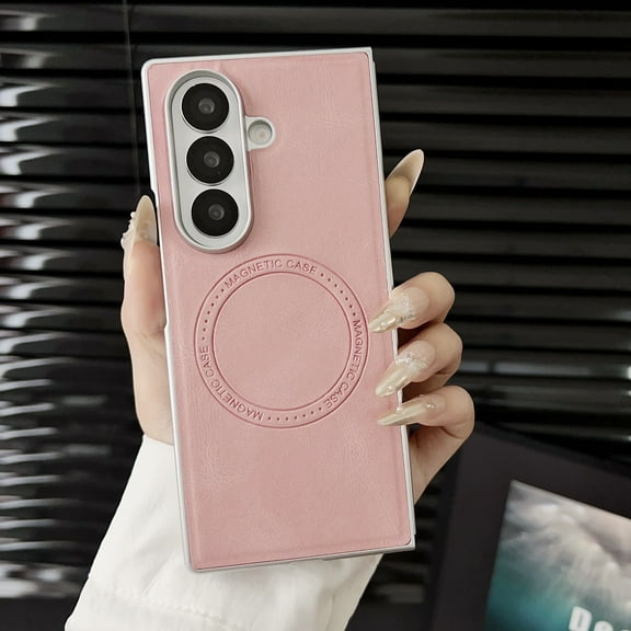 ELEHOLD Case for Samsung Galaxy Z Fold 7, Shockproof Magnetic Rigid Plastic Phone Case, Wireless Charging,Pink