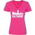 thumbnail image 3 of Inktastic Baltimore Skyline Grunge Women's V-Neck T-Shirt, 3 of 5