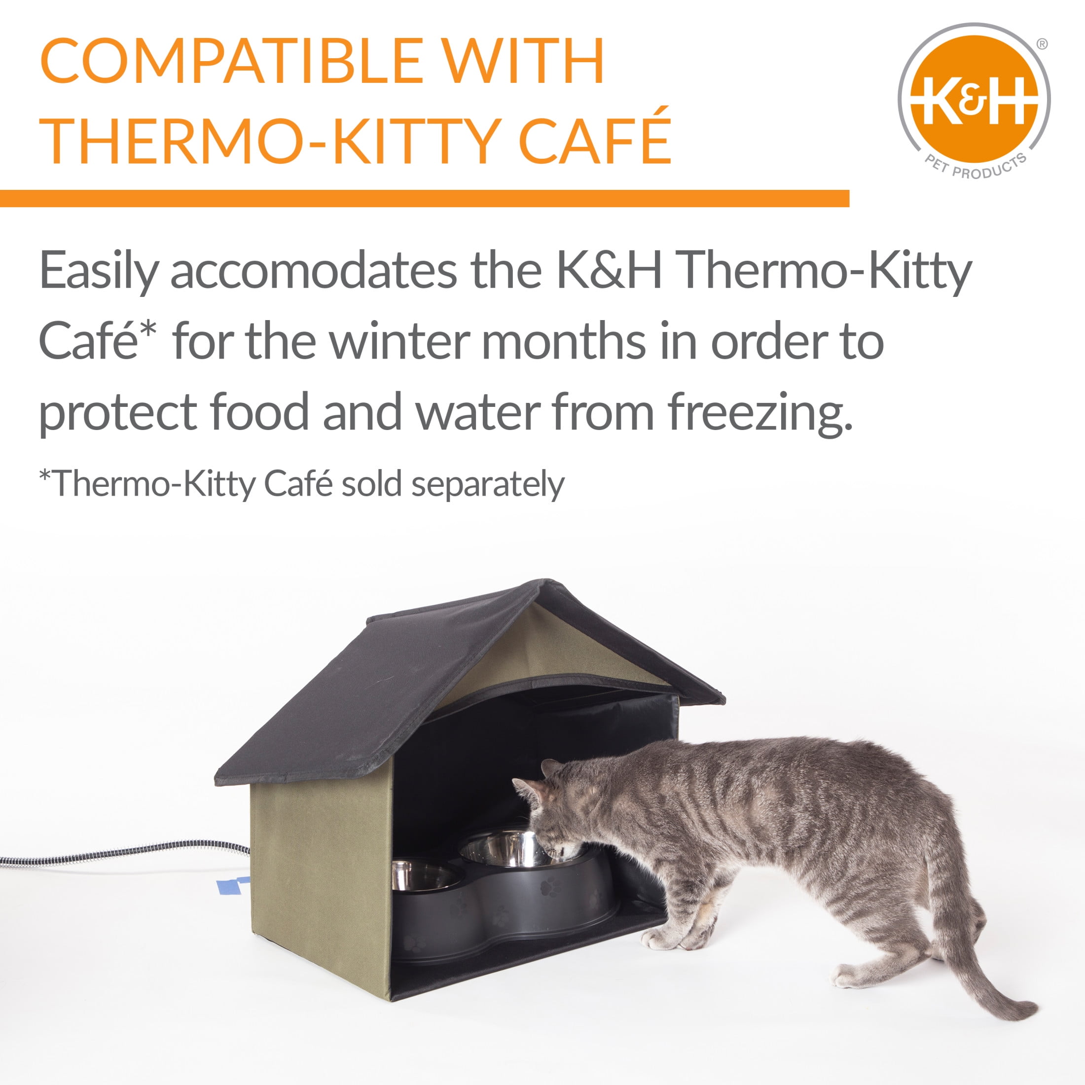 K&H Pet Products Outdoor Kitty Dining Room Olive 20 X 14 X 16.5 Inches