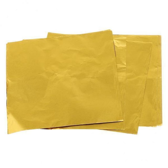 4- 100x Envoltorios de papel de aluminio para dulces de chocolate dorados 8 x 8cm