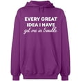 thumbnail image 2 of OXI Hoodie Sweatshirt - Every Great Idea I Have, Basic Casual Hoodie for Men's and Women Fleece Hoodie Long Sleeve - Purple Small, 2 of 3
