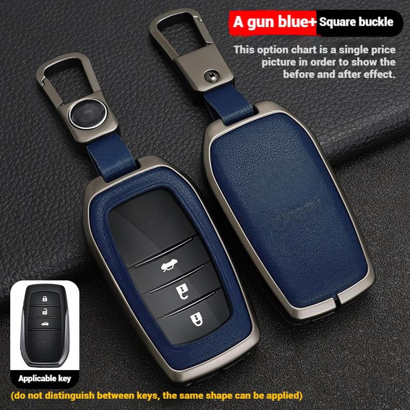 for Toyota Key Fob Cover, Leather+Zinc Alloy Key Fob Case for 2025 Camry, 2021-2025 Venza, Grand Highlander Hilux, Fortuner, 2022-2025 Tundra Tacoma Remote Key