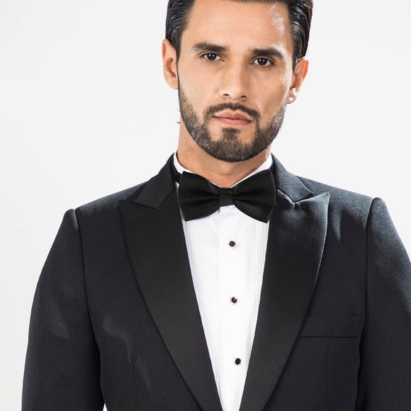 Greenadscape Mens Bow Tie Double Layer Polyester Black Bow Tie for Groom Wedding Tuxedo Wear