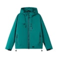 thumbnail image 6 of Hueook Plus Size Rain Jacket Casual Women Blouses Long Sleeve Zipper Pocket Hooded Casual Green L, 6 of 7