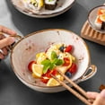 thumbnail image 4 of Salad Bowl 7.5inch Ceramic Serving Bowls Christmas Ramen Noodle Gift Soup Bowls With Handles Japanese Irregular Pasta Bowl, 4 of 10