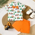 thumbnail image 2 of Toddler Boys Easter Gentleman Outfit Short Sleeve Button Down Shirt with Rabbit Print Shorts Orange 6 Months-12 Months, 2 of 6