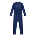 thumbnail image 3 of Xnihocha Girls Sparkle Long Sleeve Leotards for Gymnastics Dancing Ballet Bodysuit Full Unitards Navy Blue 16, 3 of 6