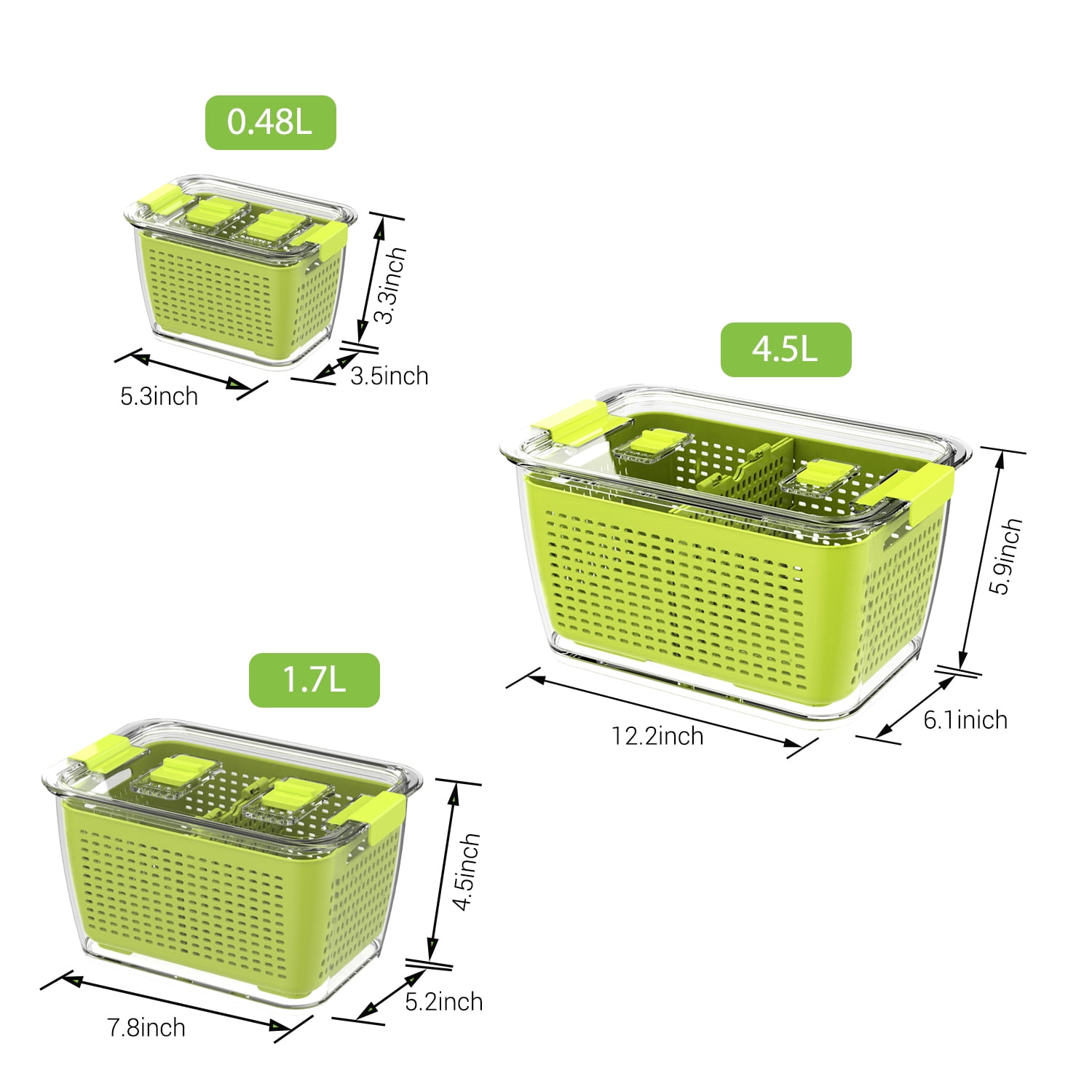 Luxear Fresh Keeper Green BPA-Free Adjustable Vent Food Storage Container (3 Count)