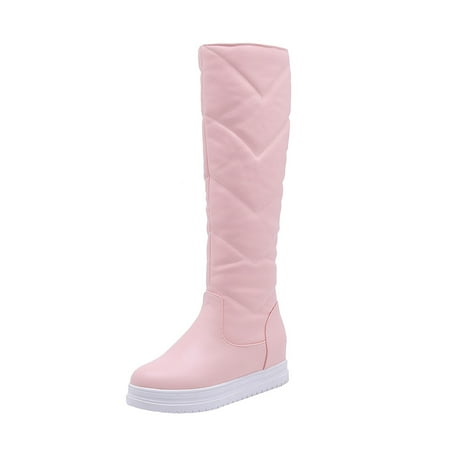 

Fesfesfes Tall Boots For Women Warm Thick-soled Inner Heightening Flat-heel Thick Velvet High-top Snow 37(US:6)
