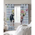 thumbnail image 4 of Spring Pig Kitchen Curtains Butterfly Botanical Floral Blue Plaid Cafe Short Curtains for Bathroom Blackout Window Curtain Grommet Small Window Treatment Tier Drapes for Bedroom Living Room 42"x45"x2, 4 of 9