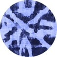 thumbnail image 1 of Ahgly Company Machine Washable Indoor Round Abstract Blue Modern Area Rugs, 5' Round, 1 of 4