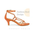 thumbnail image 4 of BLISSFUL STEP Strappy Knot Ankle Strap Kitten Heels Sandals for Women Orange 7.5, 4 of 7