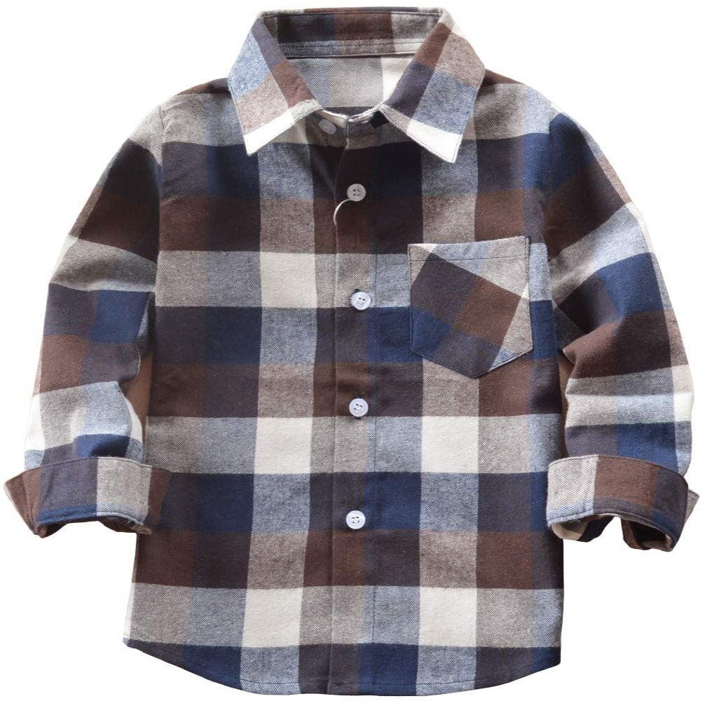 Toddler Baby Boys Girls Hooded Plaid Shirt Long Sleeve Classic Button Down Shirt Kids Fall Winter Clothes Outfits 
