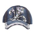 thumbnail image 1 of Top Headwear Stone y gema Fleur-de-lis Denim angustiado Gorra de béisbol TOP HEADWEAR Gorra de béisbol, 1 of 2
