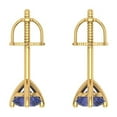 thumbnail image 4 of 1 Ct Round Cut Studs Blue Tanzanite 18K Yellow Solid Solid Gold Everyday Dainty Earrings Screw Back, 4 of 7