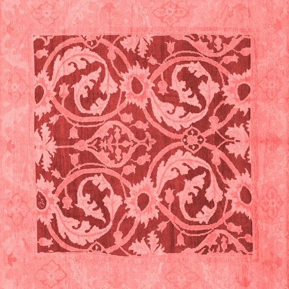 Ahgly Company Indoor Square Abstract Red Modern Area Rugs, 7' Square