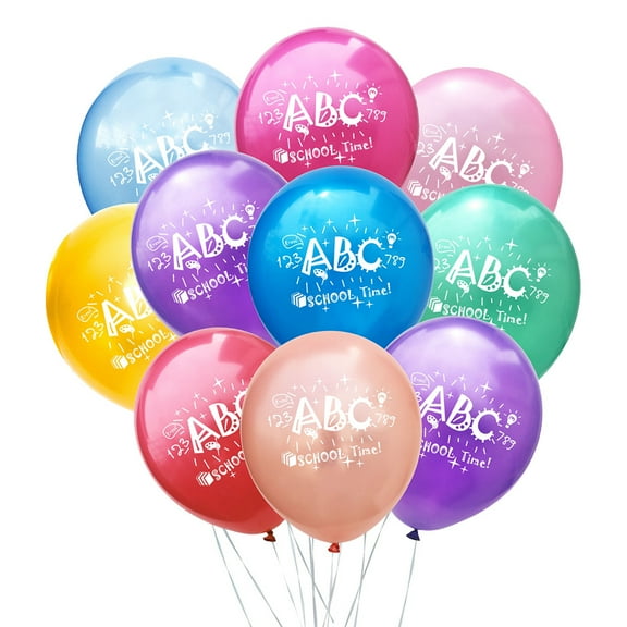 MLINS 20pcs 12 Inches Colorful Balloons Ornaments Set School Printing Latex Balloons School Party Supplies Classroom Layout Decorations